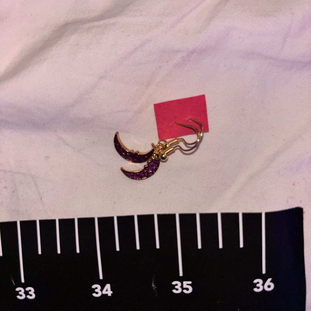 Neiman Marcus Gold and Purple Crescent Earrings